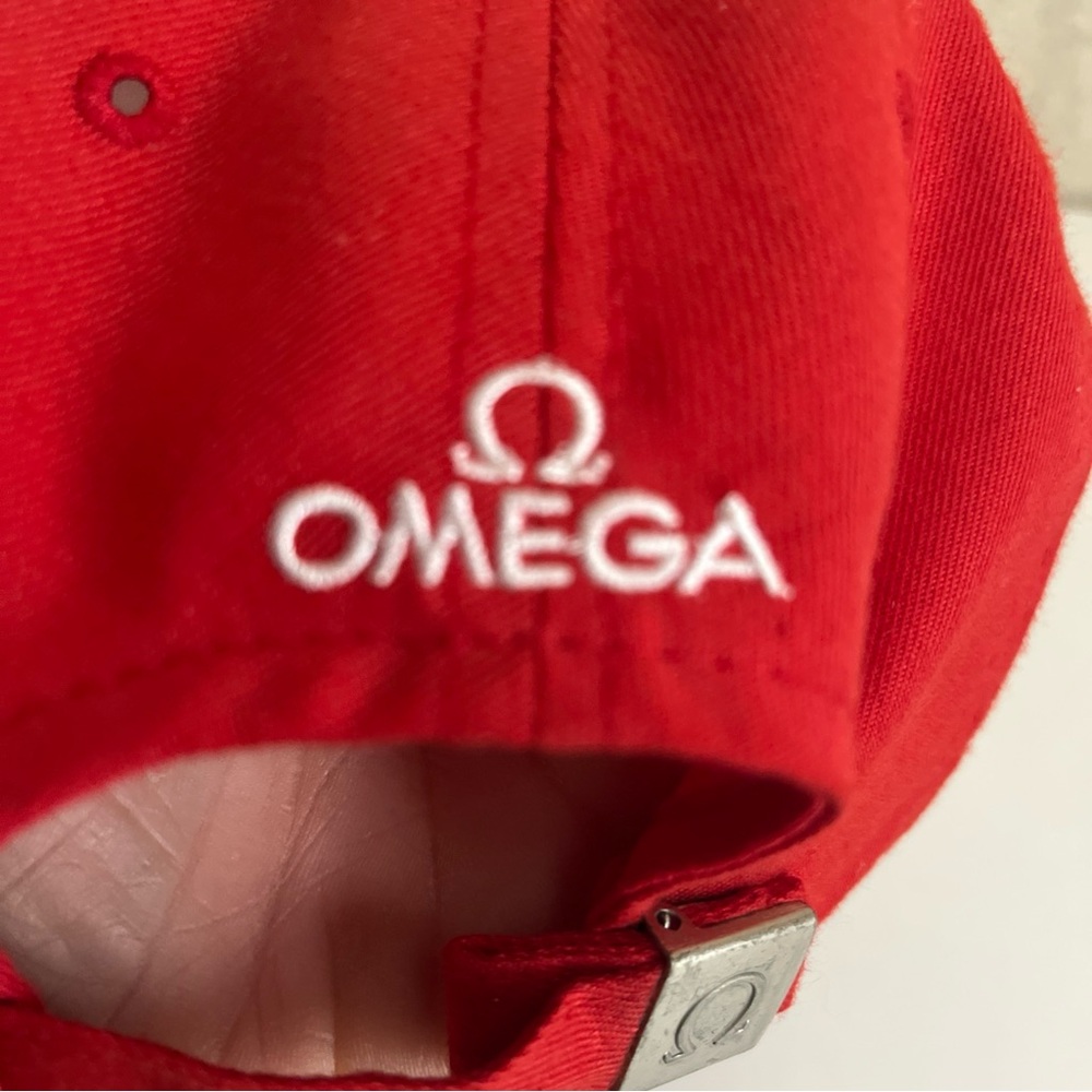 Omega Bold Red Logo Cap White Embroidered Promotional rare ball cap - Picture 5 of 8
